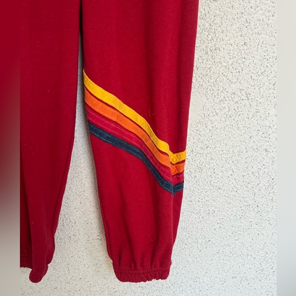 EUC Aviator Nation kids unisex red classic sweatpants w/ side stripes size 4 - Picture 5 of 5